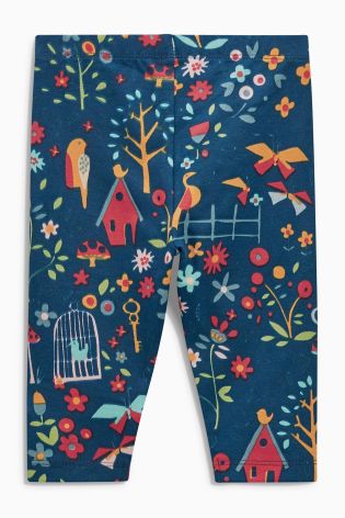 Navy Printed Leggings Two Pack (0mths-2yrs)